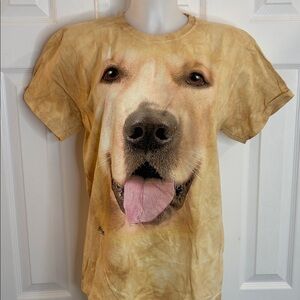 THE MOUNTAIN BIG FACE GOLDEN RETRIEVER OR LABRADOR ART SHORT SLEEVE TEE YELLOW L